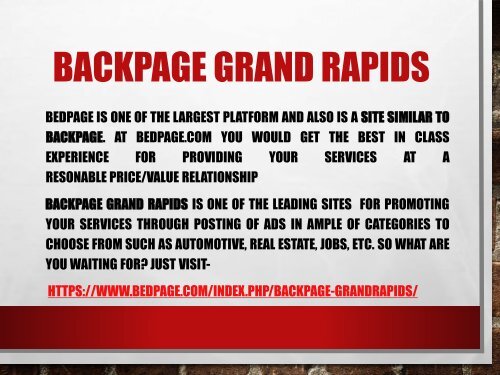 bong li recommends Backpage Grand Rapids Mich
