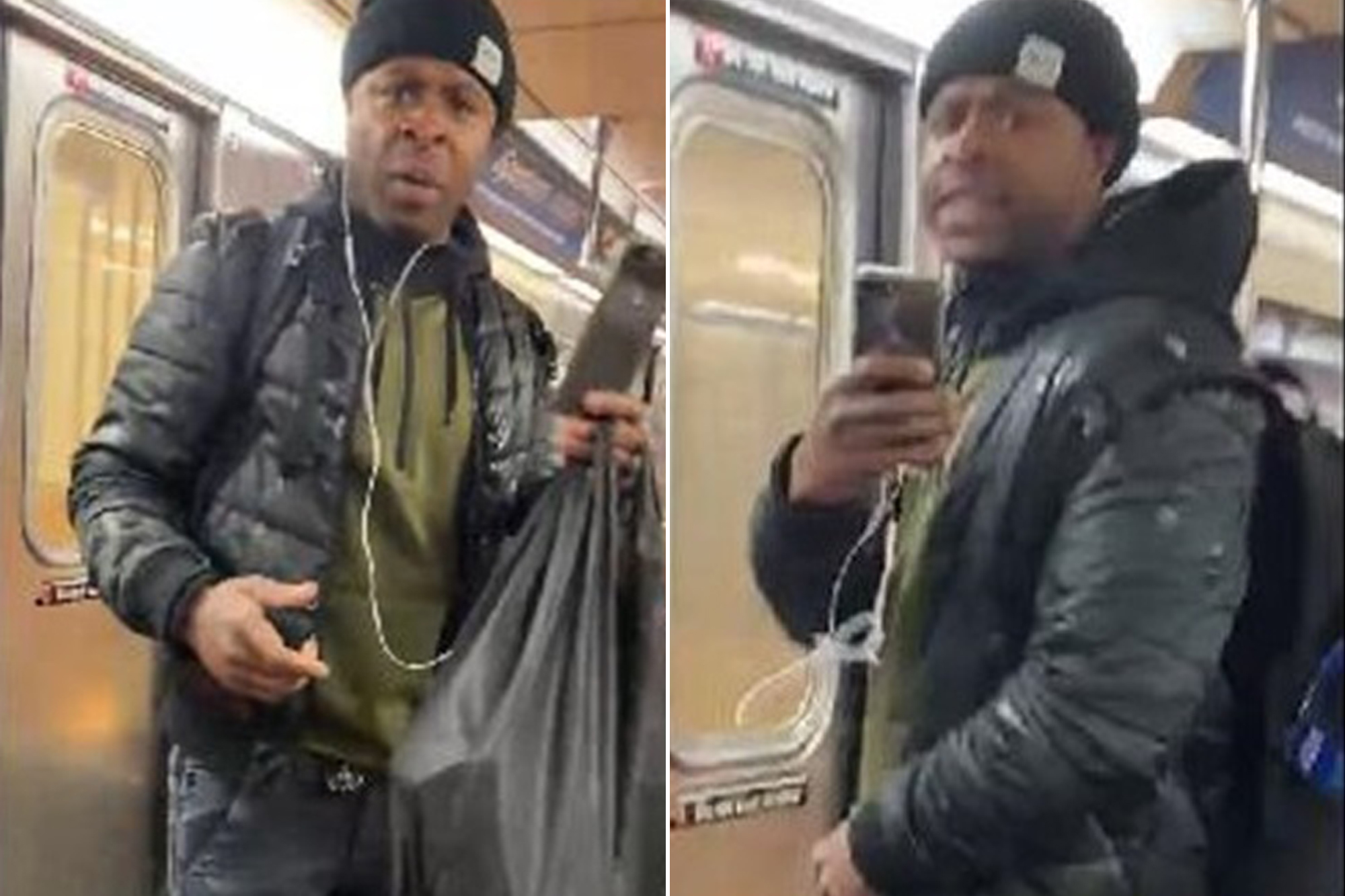 man eating woman on subway