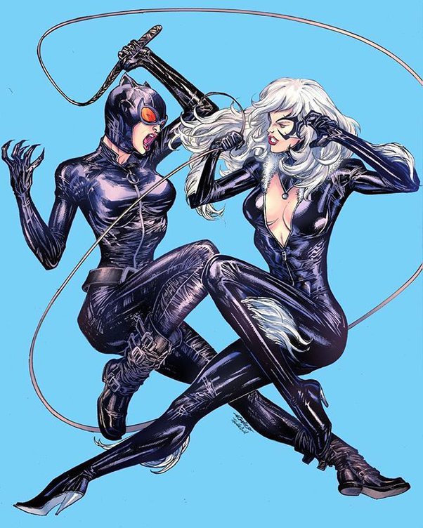 Sexy Catwoman And Black Cat white lady