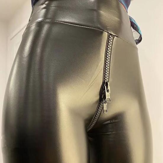 Zipper Crotch Leather Pants alone sex