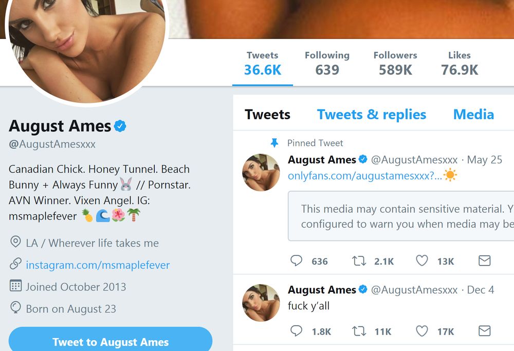 ashutosh belwal recommends august ames tweet pic