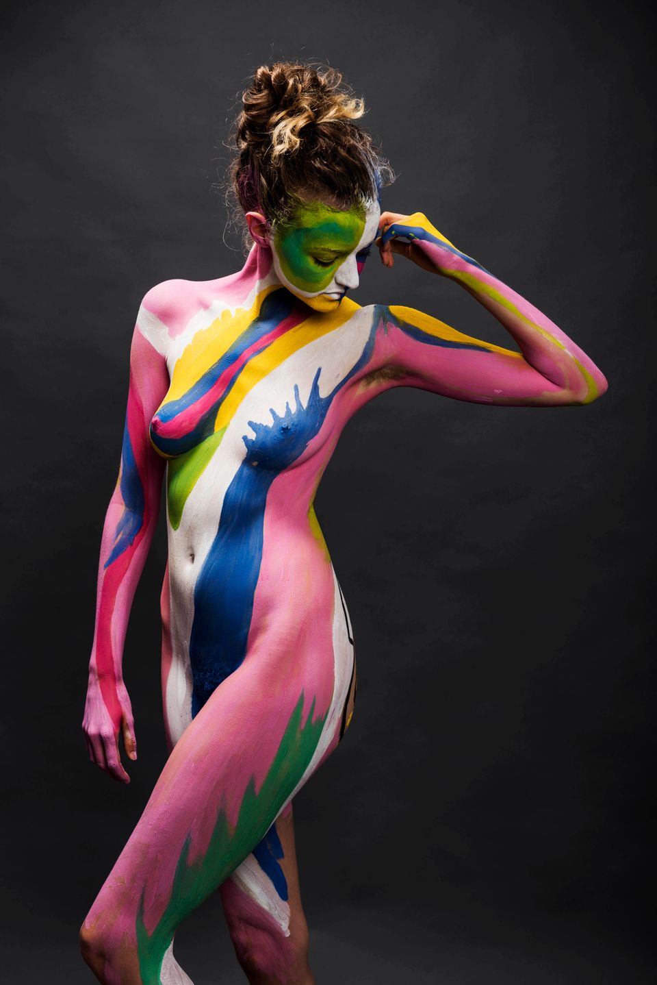 china chi add female body painting process photo