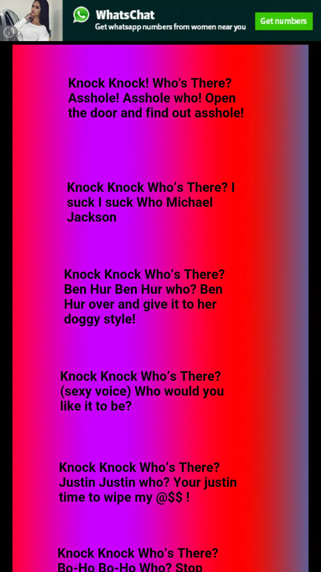 cyrille hutten recommends Filthy Knock Knock Jokes