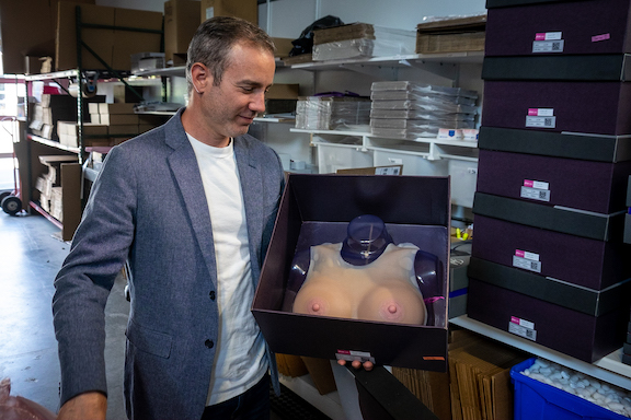 Man Wearing Breast Forms make underwear