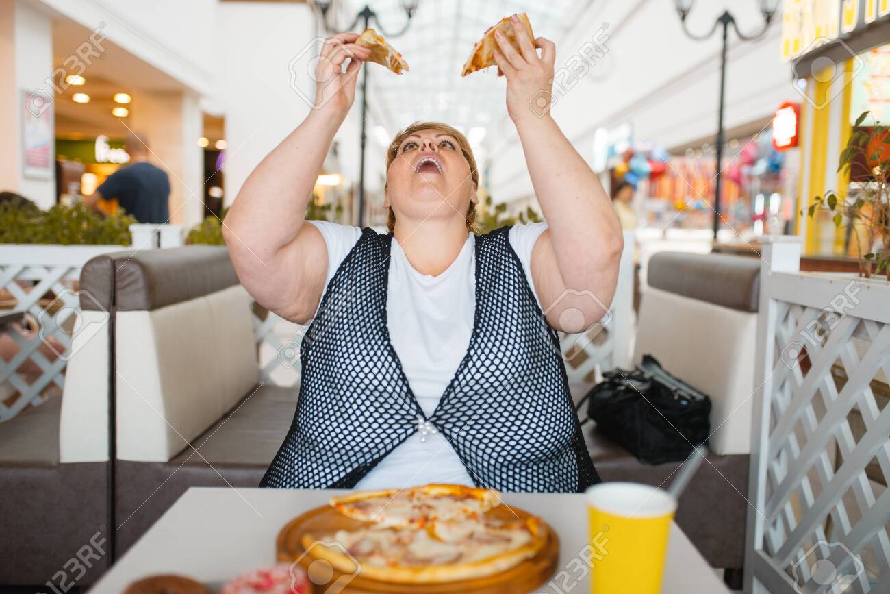 alfred ooi add photo fat lady eating pizza