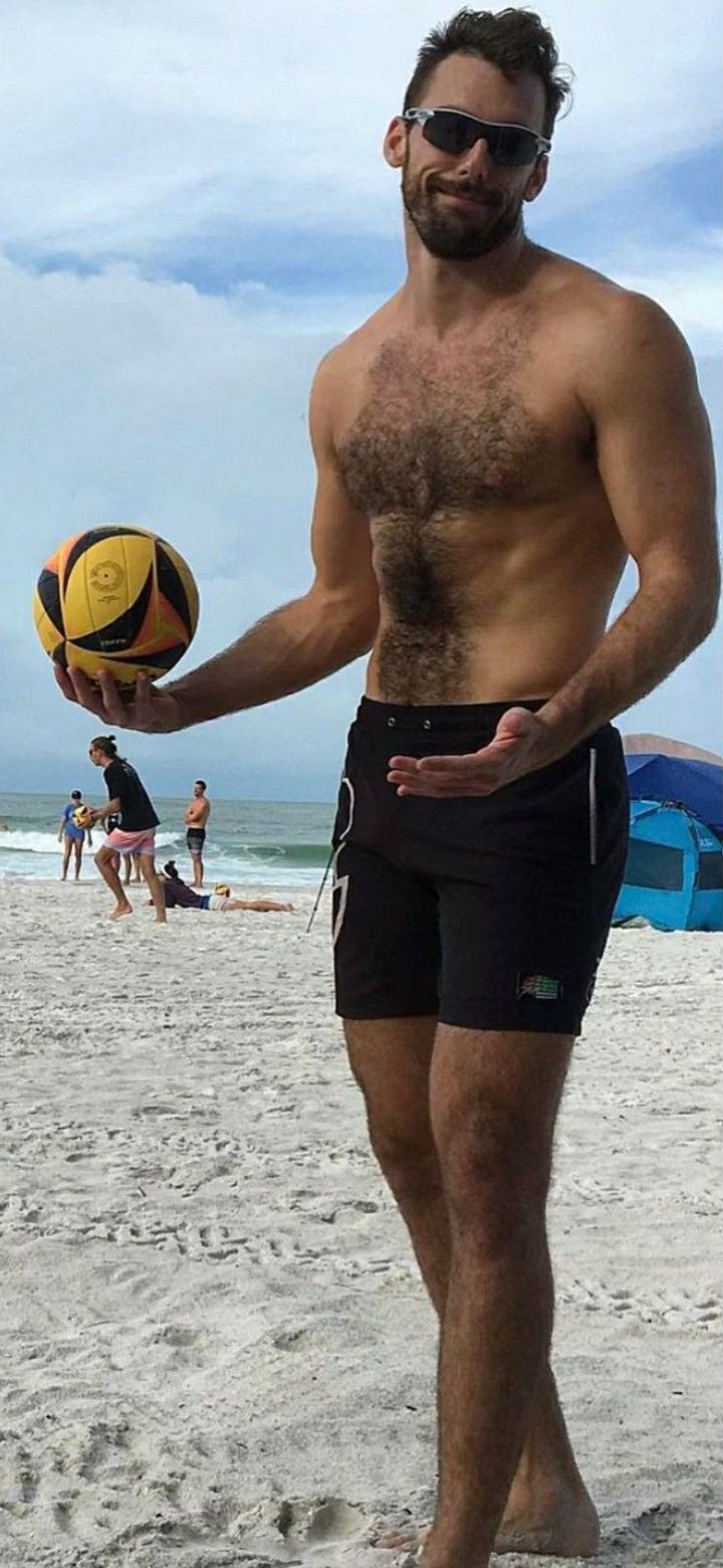 hairy man on beach