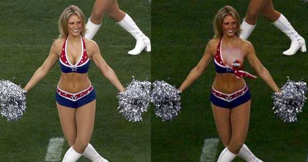 denise ray add photo college cheerleaders wardrobe fails