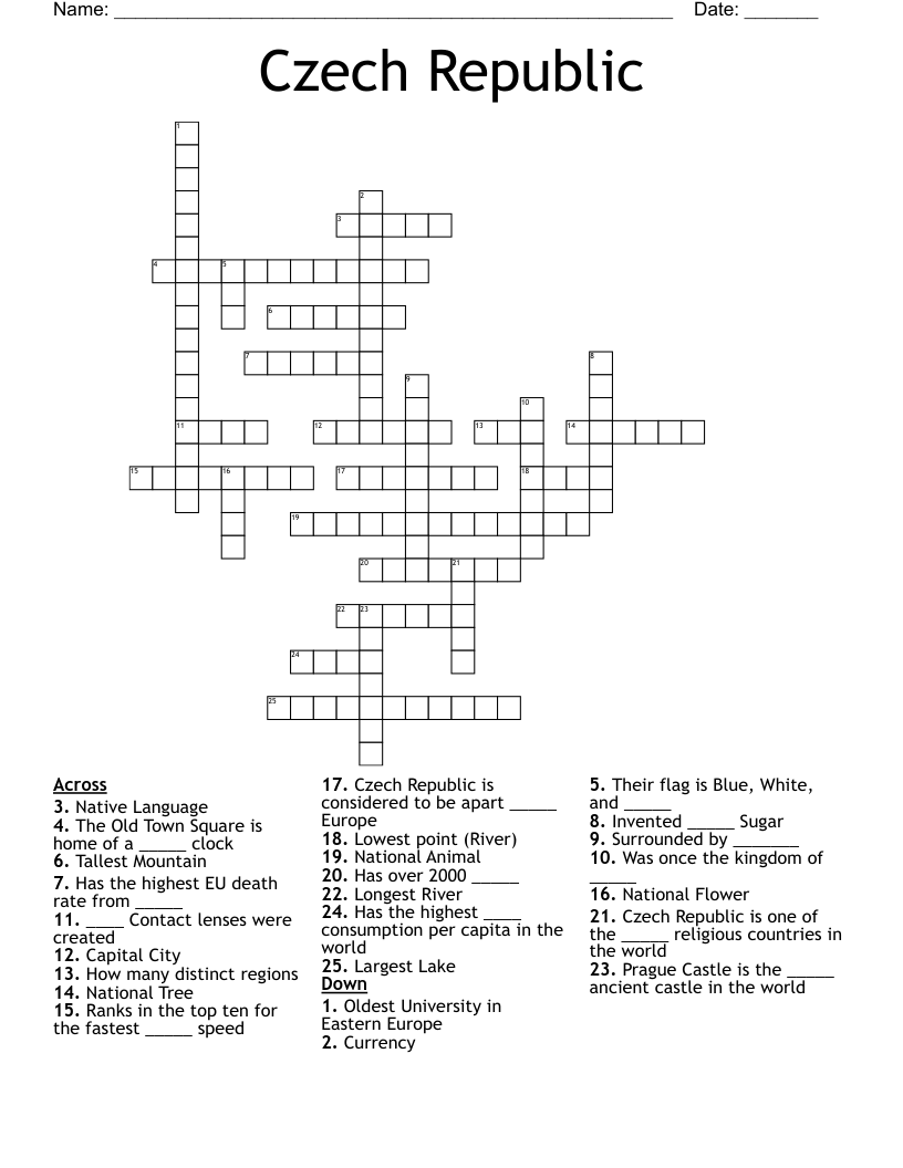 czech neighbors for short crossword