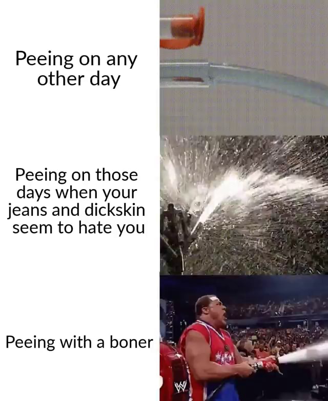 peeing with a boner meme