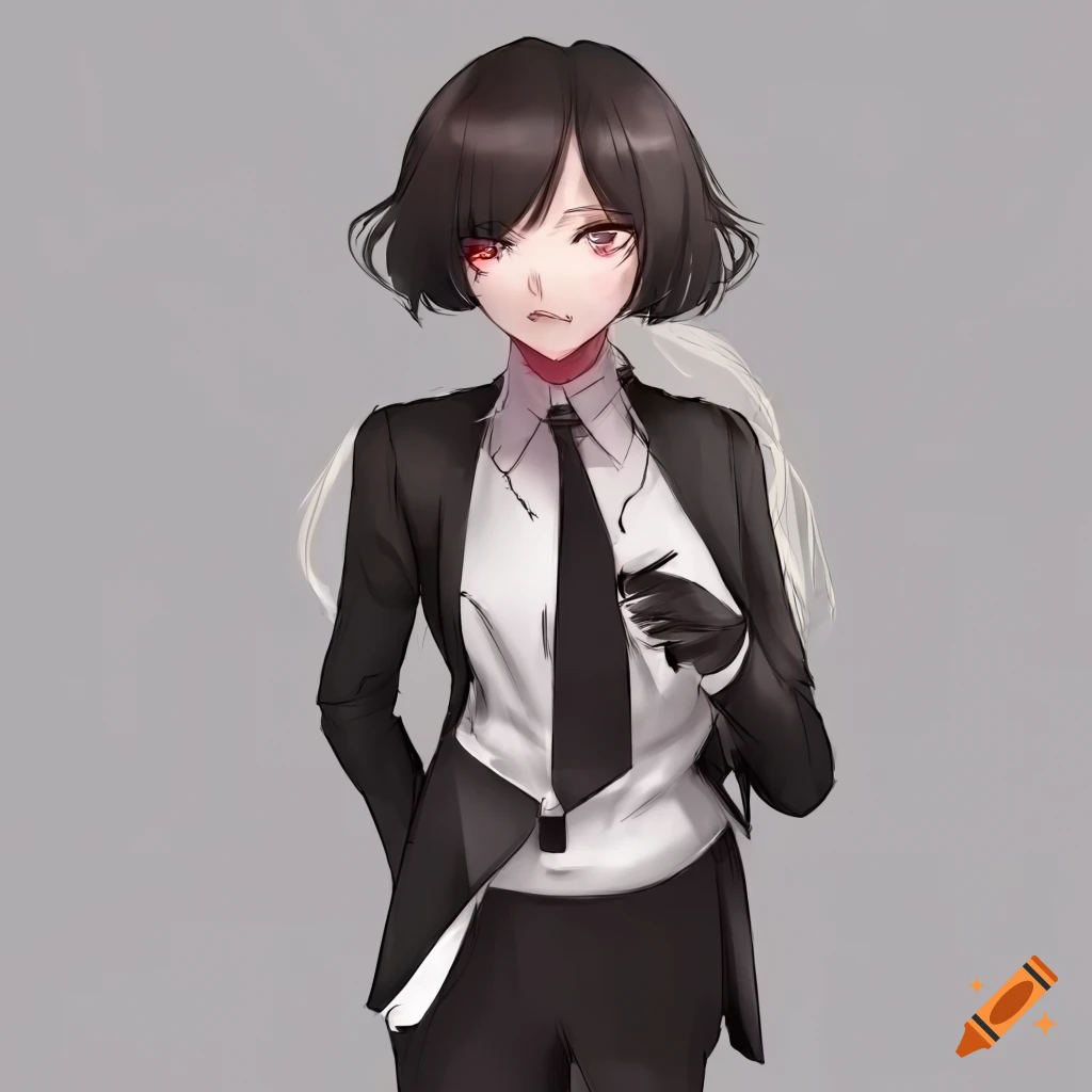 Anime Girl In Tux secretary upskirt