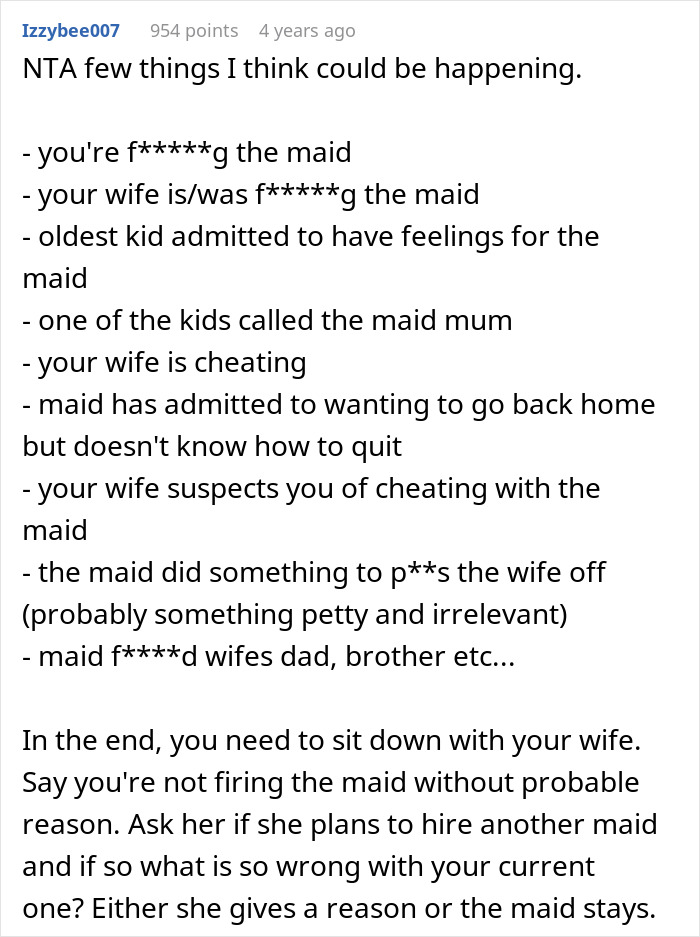cheating with the maid
