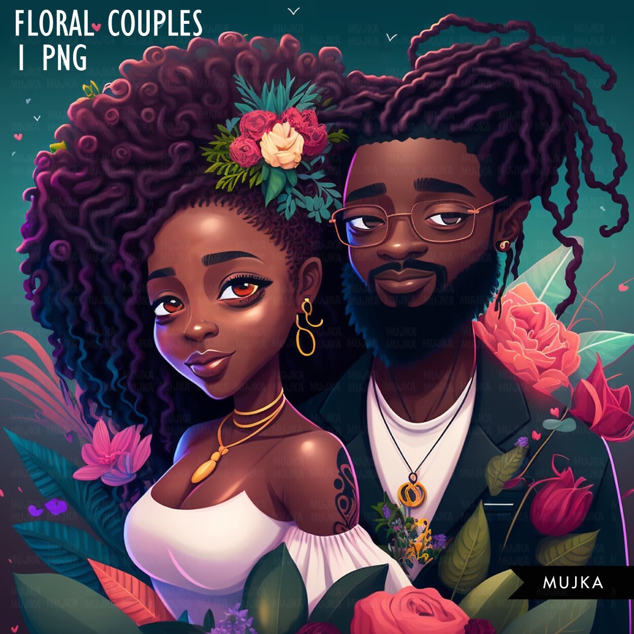 black couples cartoon