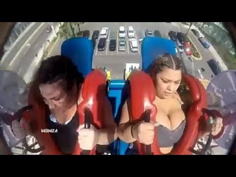 boobs pop out on sling shot ride