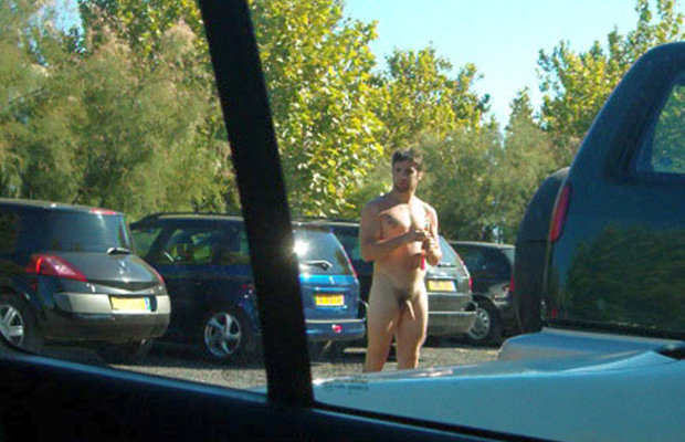 caught naked in public