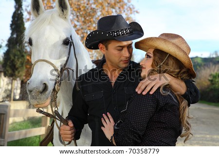 Cute Cowboy Cowgirl Rodeo Couple and lex