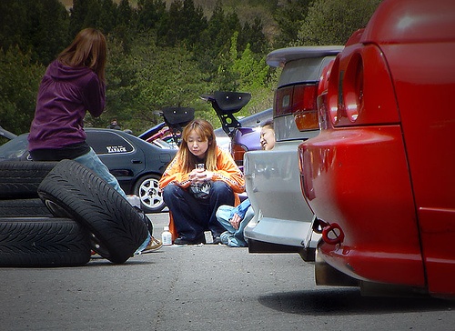 girl drifting in car