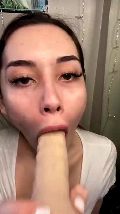 Best of Girl sucking on dildo