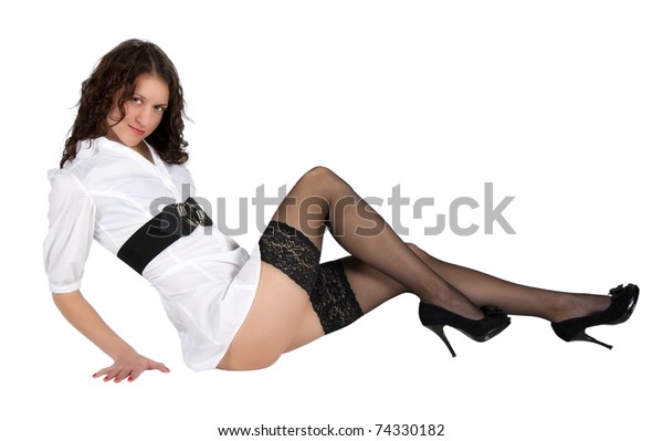 woman with white stockings