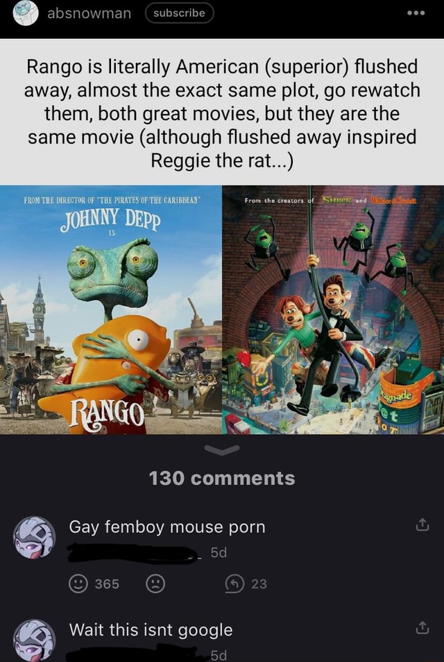 david hough recommends flushed away porn pic