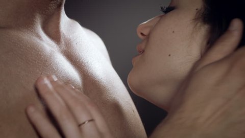 men kiss women chest