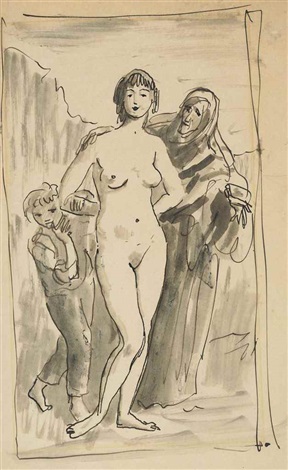 nude woman with boy