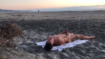 porn man masturbating on beach